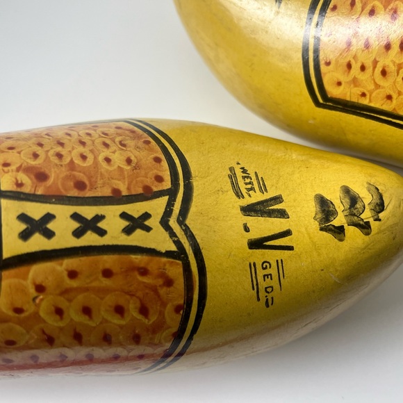 Vintage Wett VV Ged Dutch Hand Carved Klompen Wooden Shoes - Picture 15 of 16
